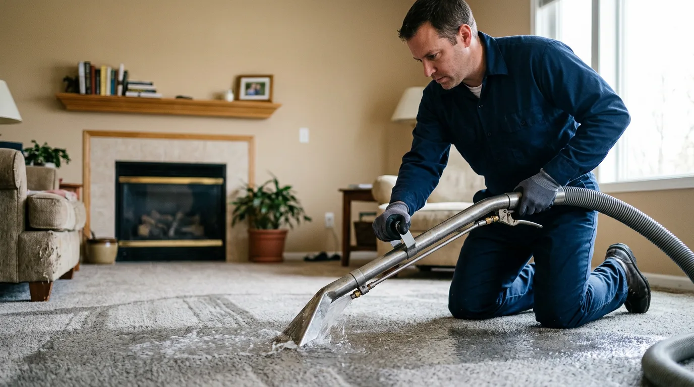 Water damage restoration technician working near Morrison, IL